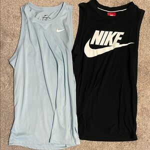 Nike Light Blue and Black Sleeveless Tank Tops Womens Small